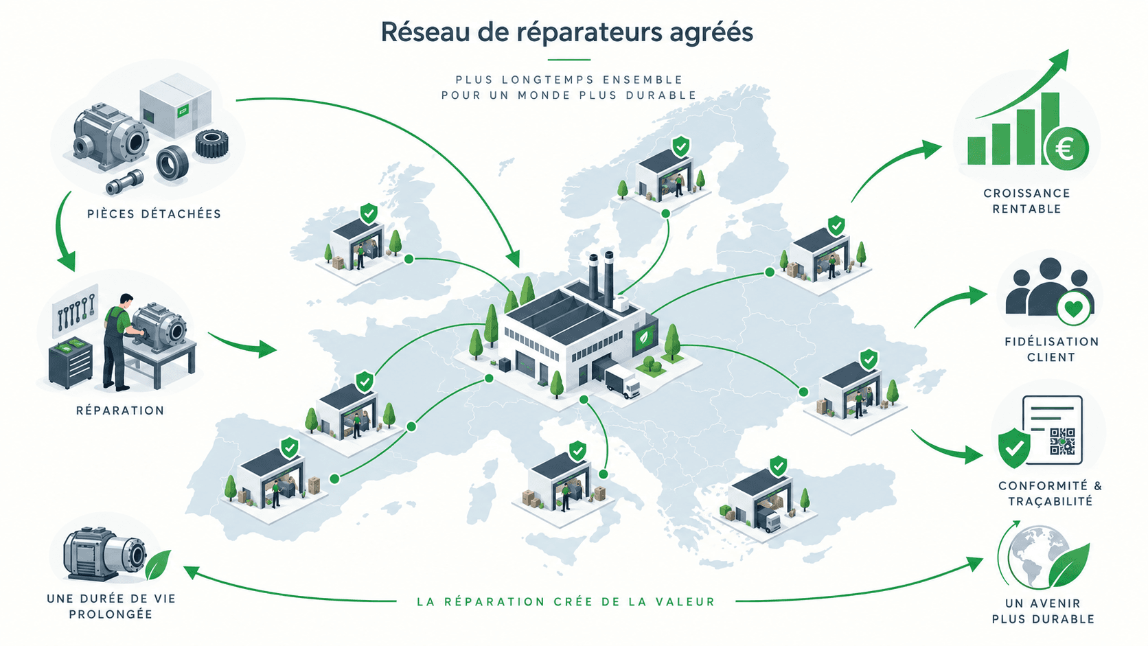 Réseau de réparateurs agréés avec Repair pour l'industrie ?